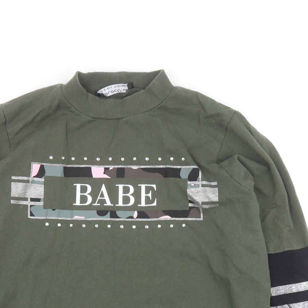 Select Girls Green  100% Cotton Pullover Sweatshirt Size 12-13 Years  Pullover