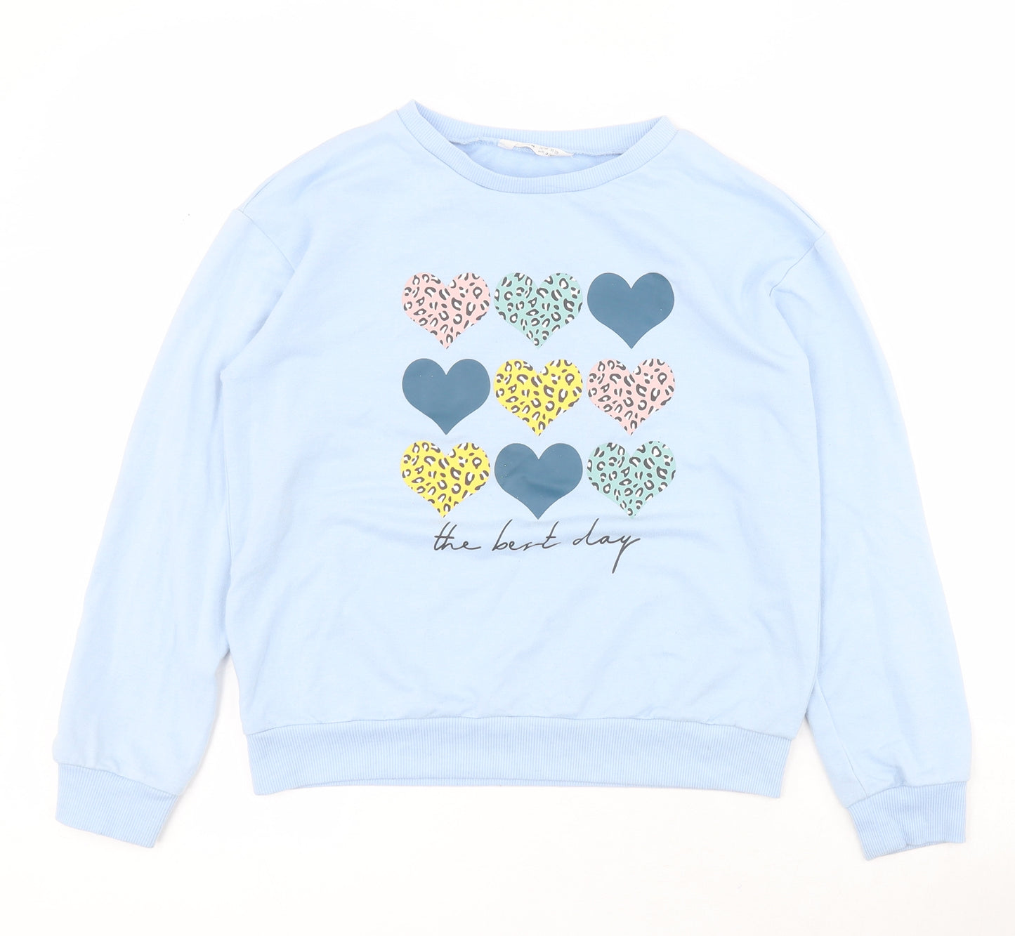 SheIn Girls Blue  Polyester Pullover Sweatshirt Size 10 Years  Pullover - Hearts
