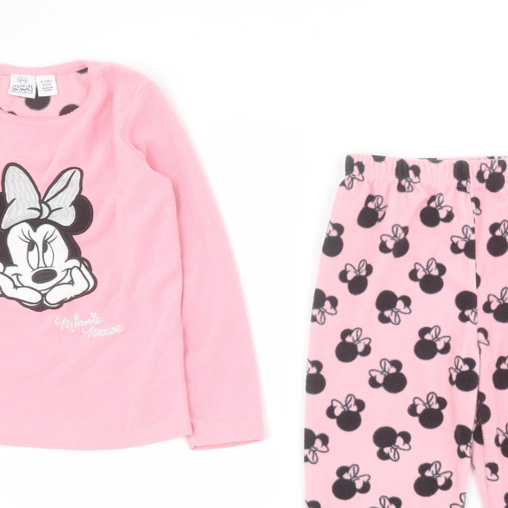 Primark Girls Pink  100% Polyester Top Pyjama Set Size 6-7 Years  Pullover - Minnie Mouse