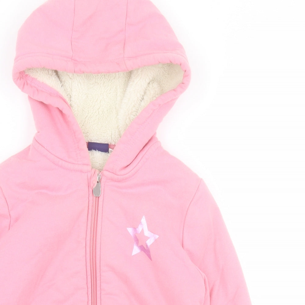 Lupilu Girls Pink  Cotton Full Zip Hoodie Size 4-5 Years  Zip - Star