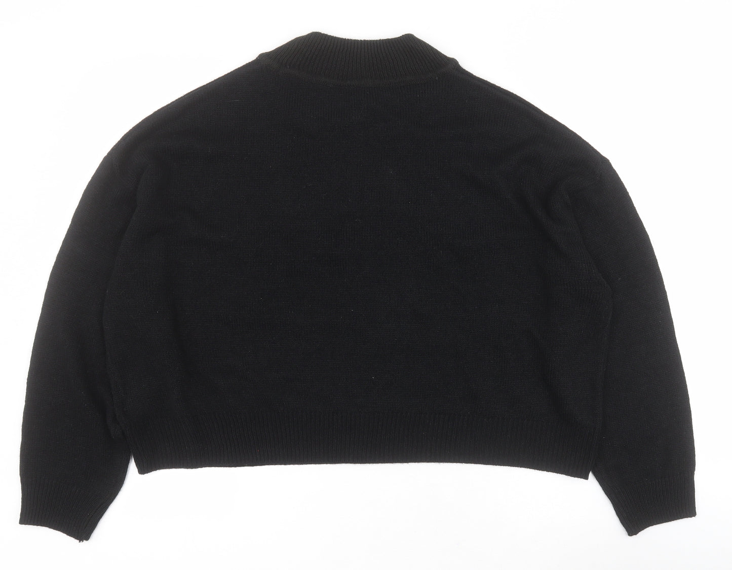 H&M Womens Black High Neck  Acrylic Pullover Jumper Size XL   - Cropped