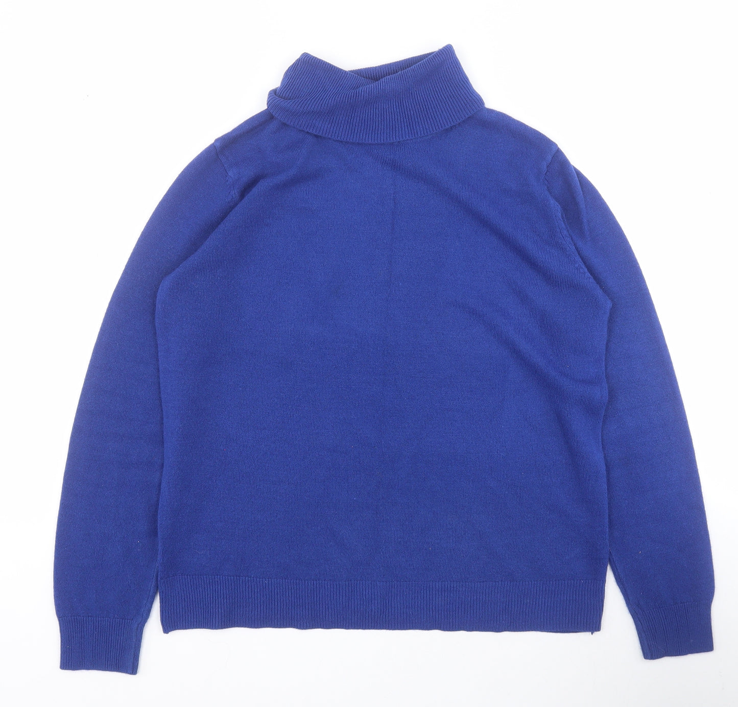 Marks and Spencer Womens Blue Roll Neck  Acrylic Pullover Jumper Size 12