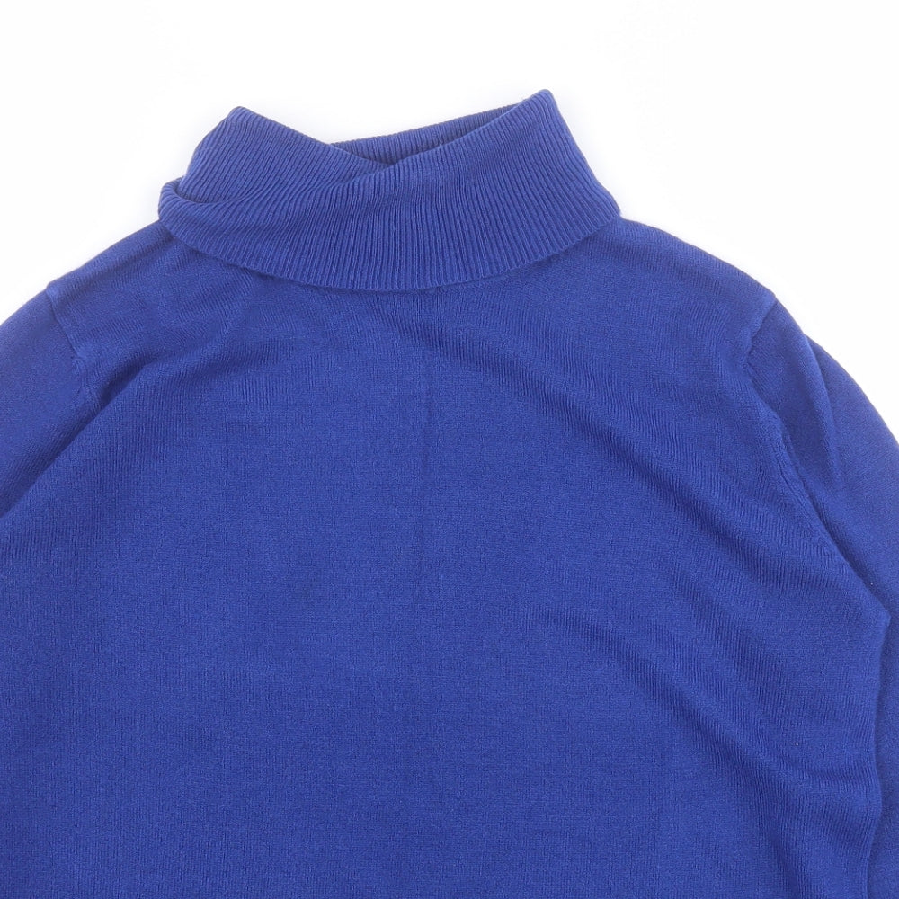 Marks and Spencer Womens Blue Roll Neck  Acrylic Pullover Jumper Size 12