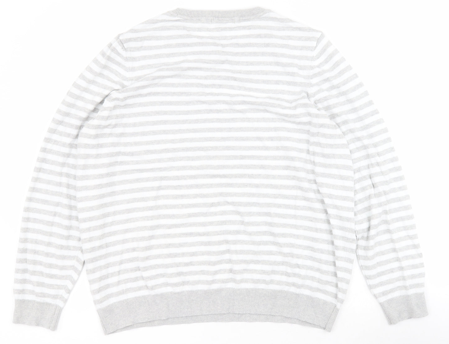 TU Womens Grey Round Neck Striped Cotton Pullover Jumper Size 20   - Hearts