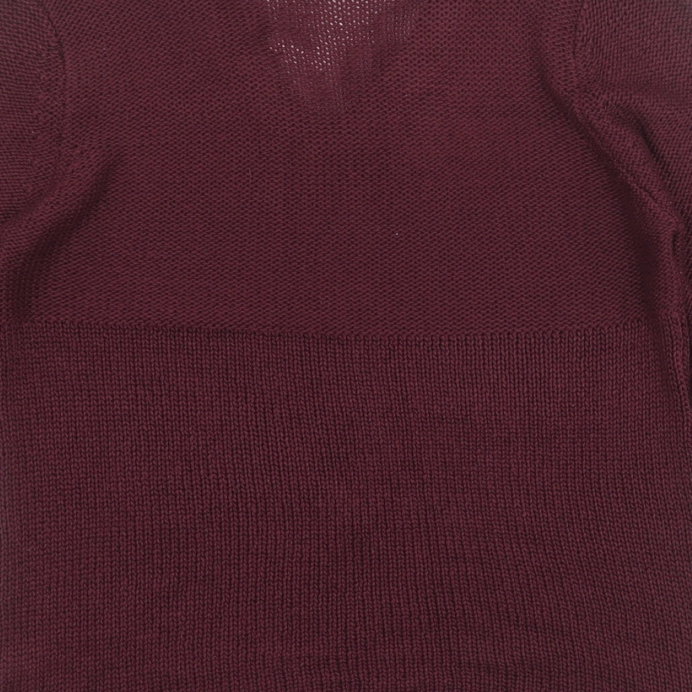 Papaya Womens Purple V-Neck  Acrylic Pullover Jumper Size 12