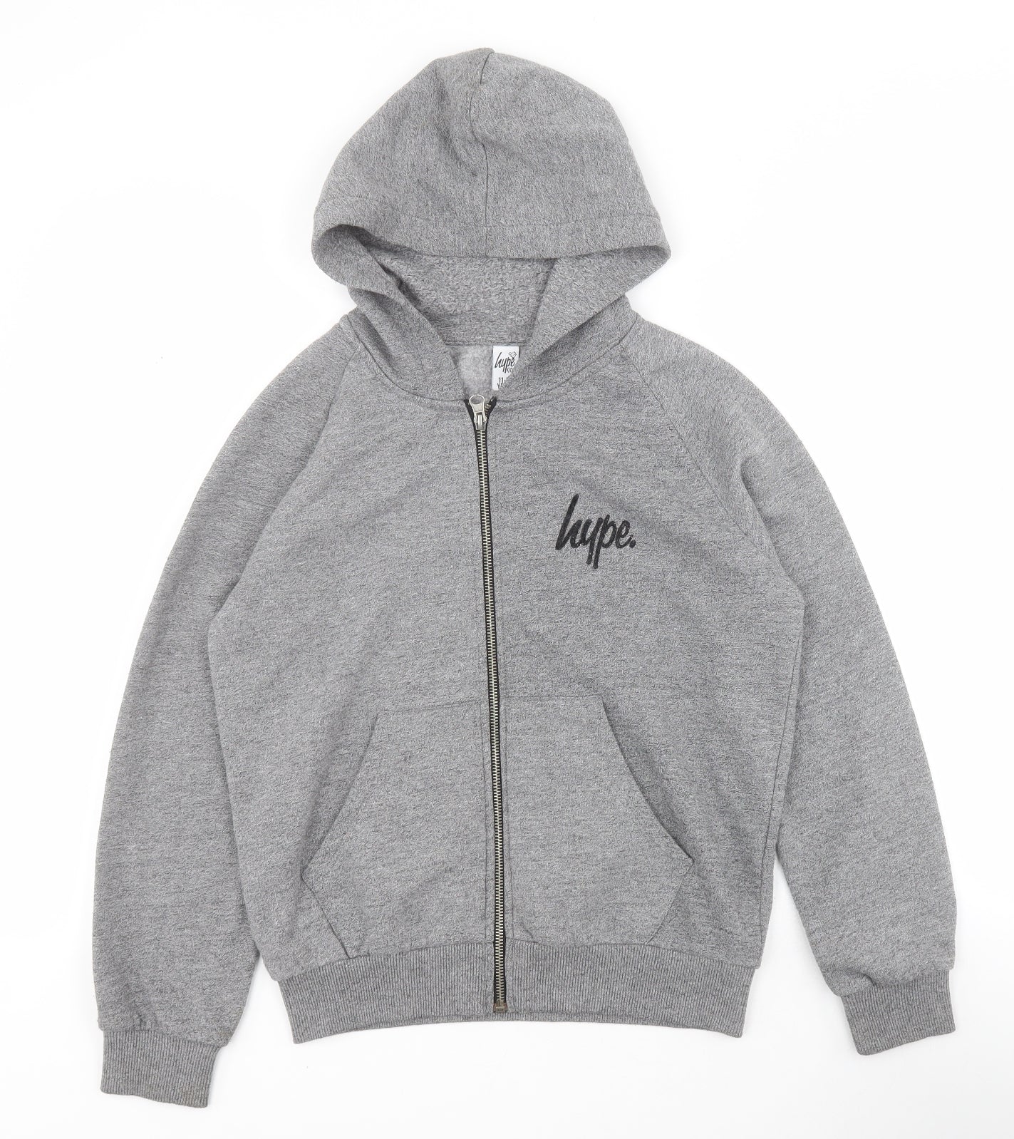 Hype Boys Grey  Cotton Full Zip Hoodie Size 11-12 Years  Zip