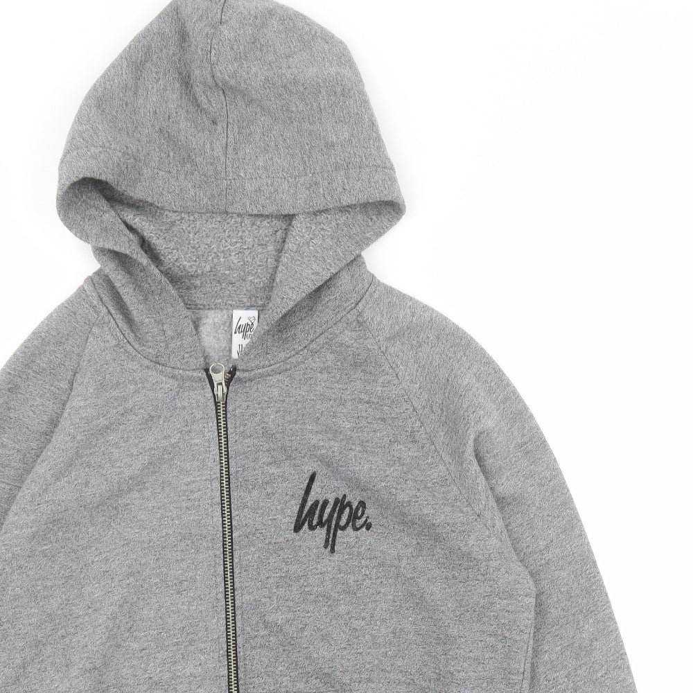 Hype Boys Grey  Cotton Full Zip Hoodie Size 11-12 Years  Zip