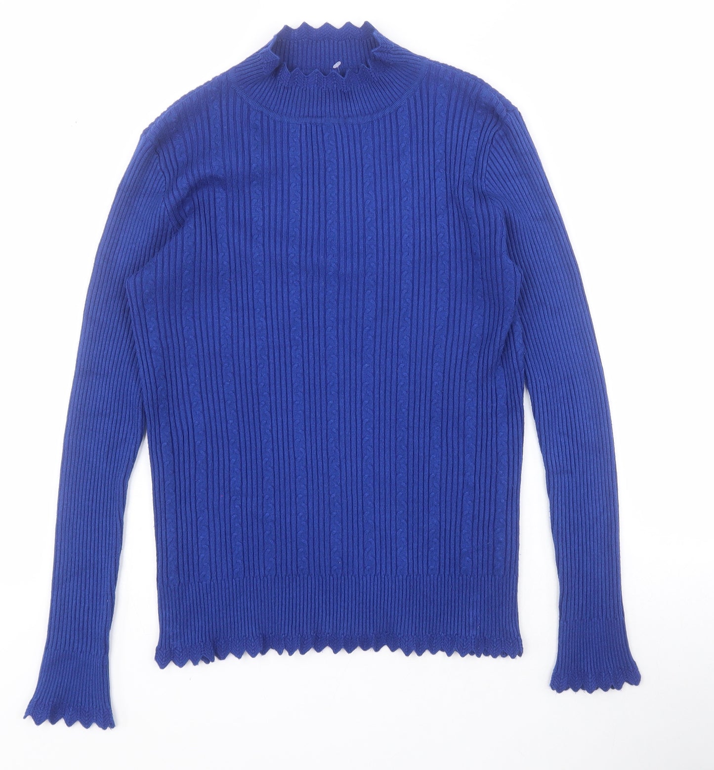 Papaya Womens Blue High Neck  Viscose Henley Jumper Size 14