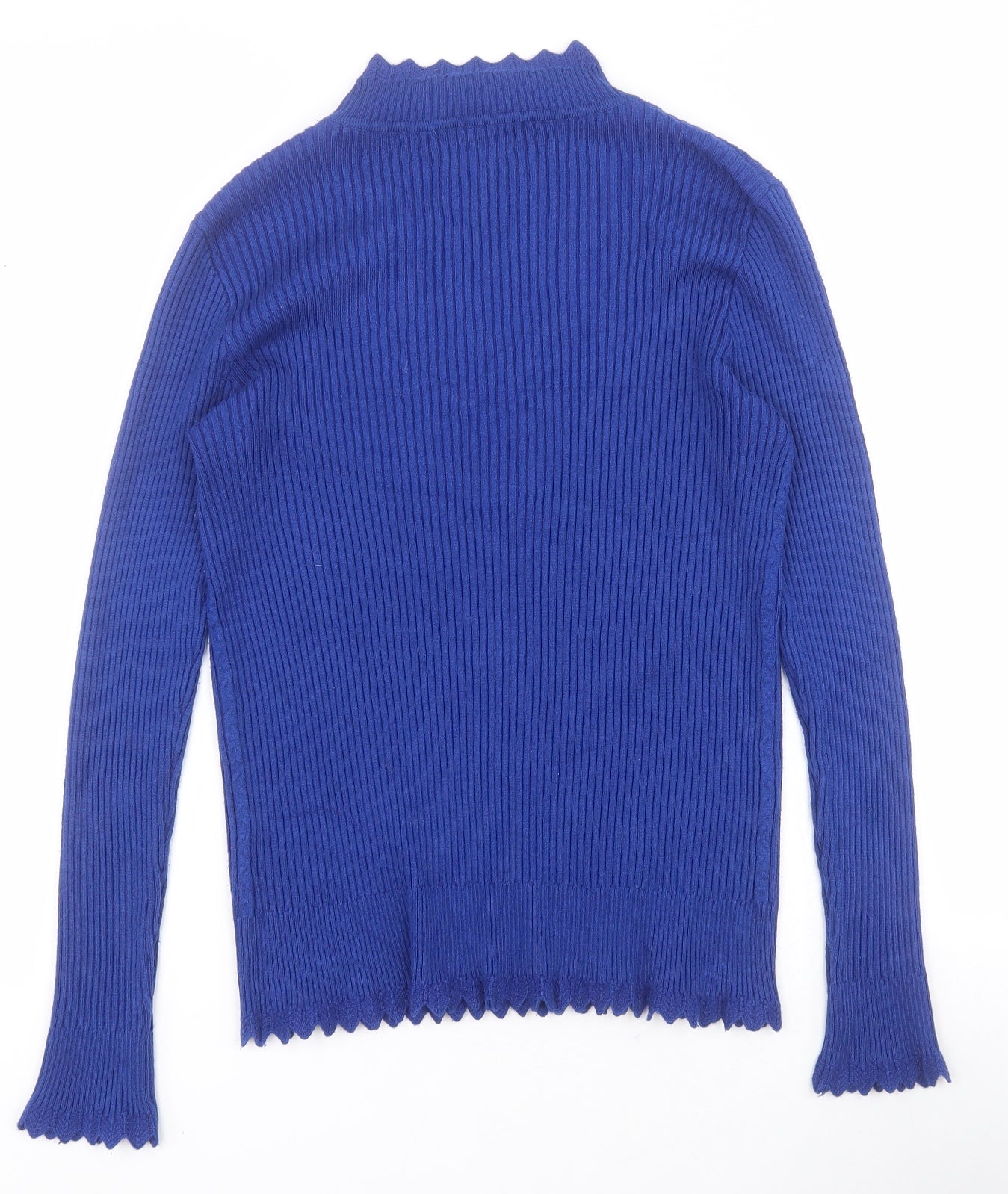 Papaya Womens Blue High Neck  Viscose Henley Jumper Size 14