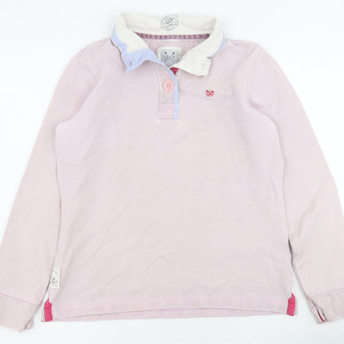 Crew Clothing Womens Pink  100% Cotton Pullover Sweatshirt Size 10  Button