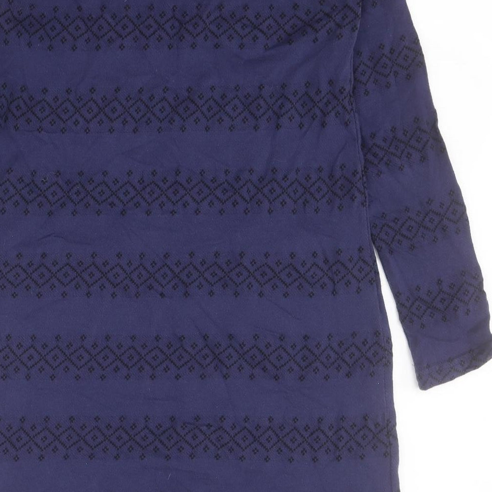 White Stuff Womens Blue Fair Isle 100% Cotton Jumper Dress  Size 12  Round Neck Pullover