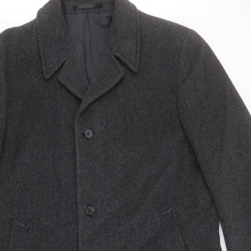 Wellington Mens Black   Pea Coat Coat Size 42  Button