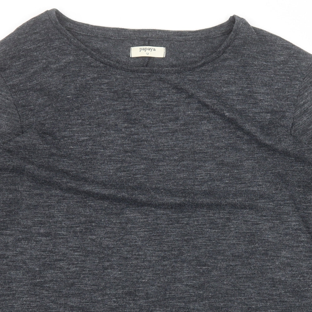 Papaya Womens Grey Round Neck  Polyester Pullover Jumper Size 12