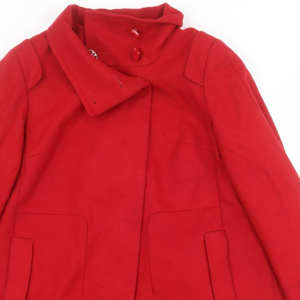 Marks and Spencer Womens Red   Pea Coat Coat Size 14  Button