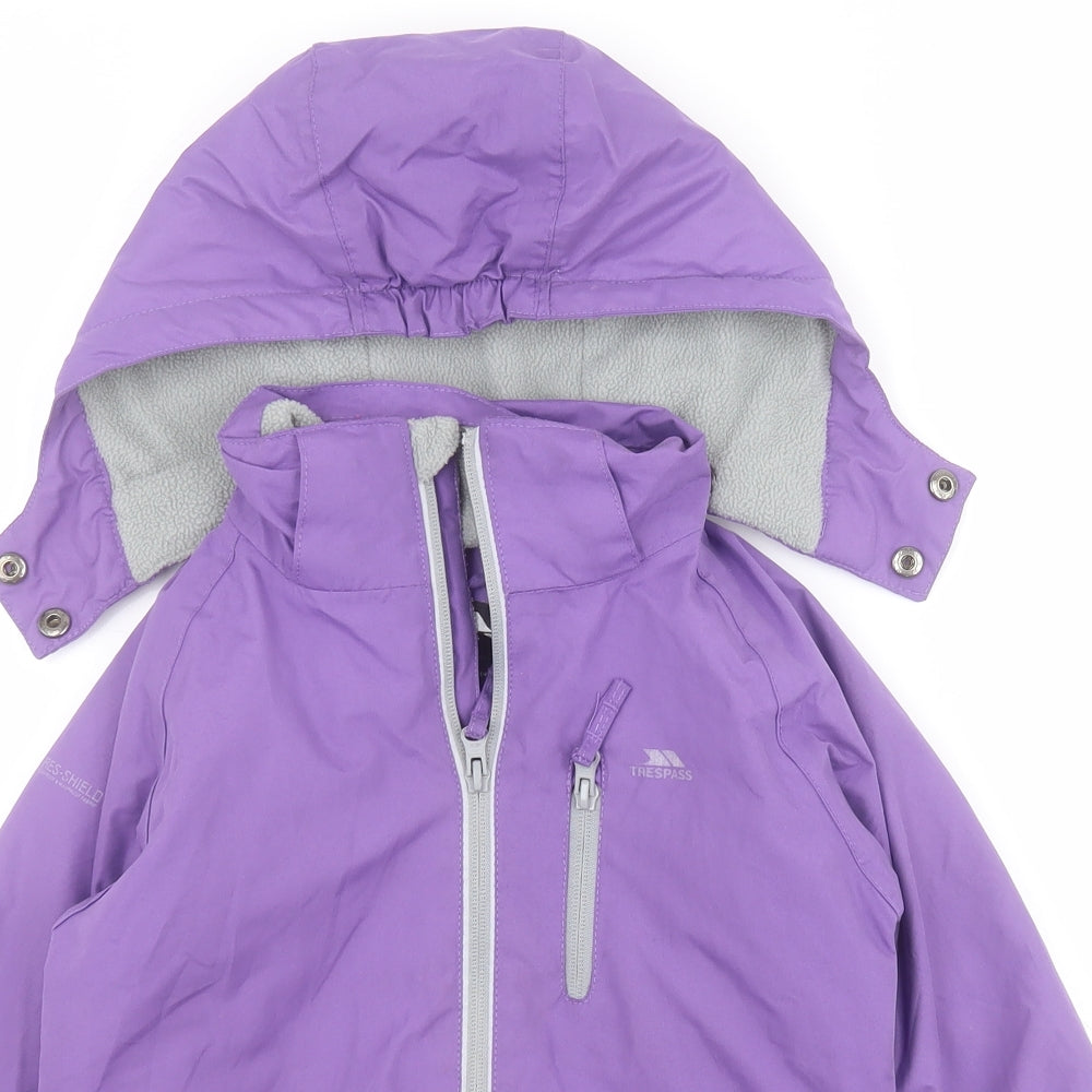 Trespass Girls Purple   Rain Coat Coat Size 3-4 Years  Zip