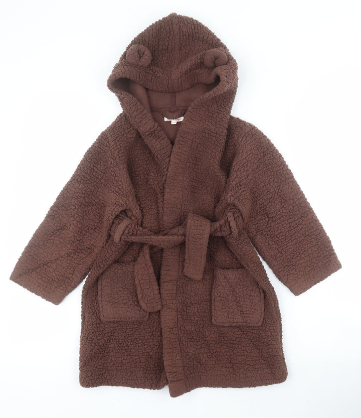 Bluezoo Boys Brown Polyester Robe Size 3-4 Years Tie - Ears on hood