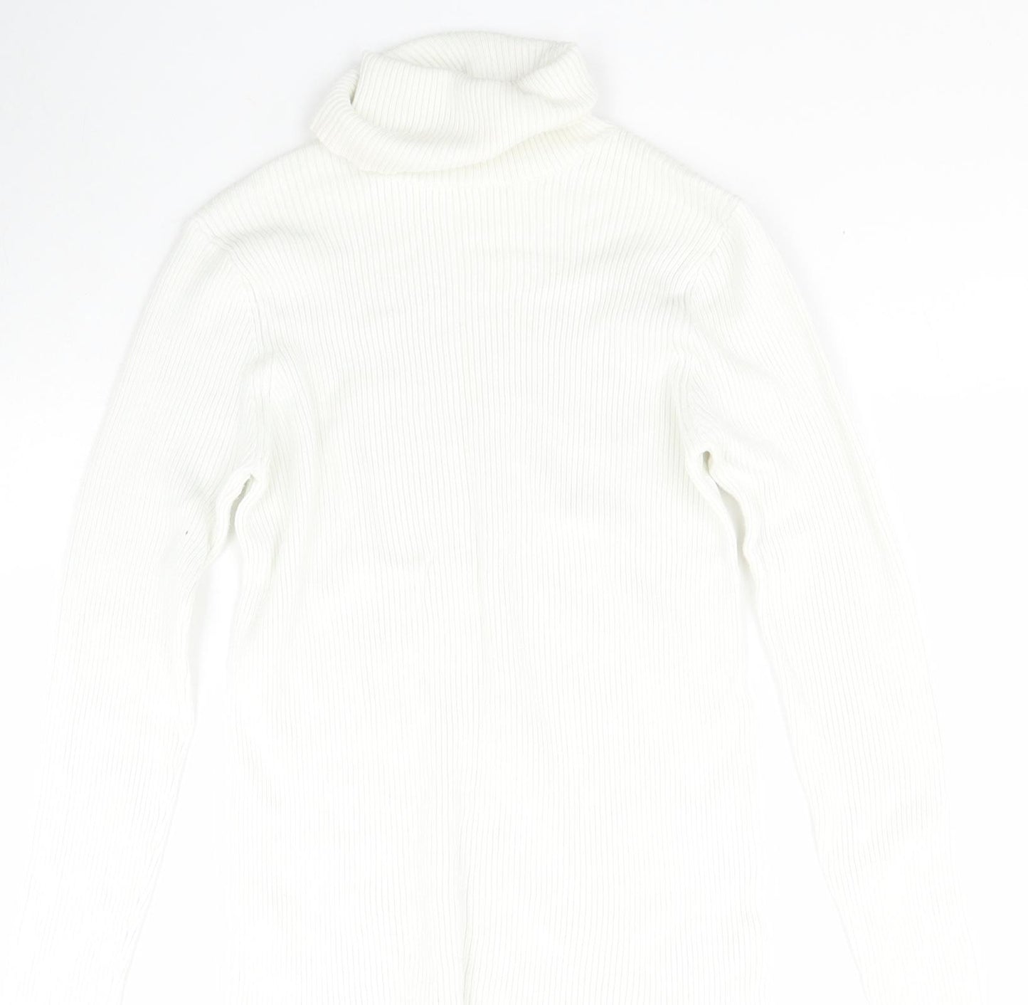 Marks and Spencer Womens White Roll Neck  Viscose Pullover Jumper Size 14