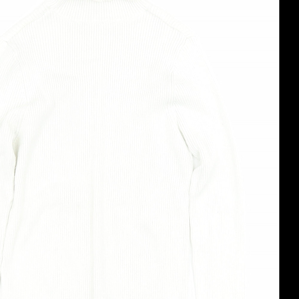Marks and Spencer Womens White Roll Neck  Viscose Pullover Jumper Size 14