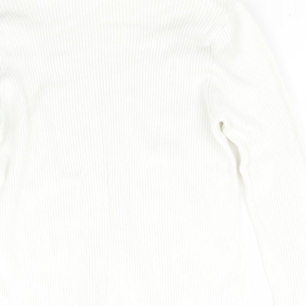 Marks and Spencer Womens White Roll Neck  Viscose Pullover Jumper Size 14