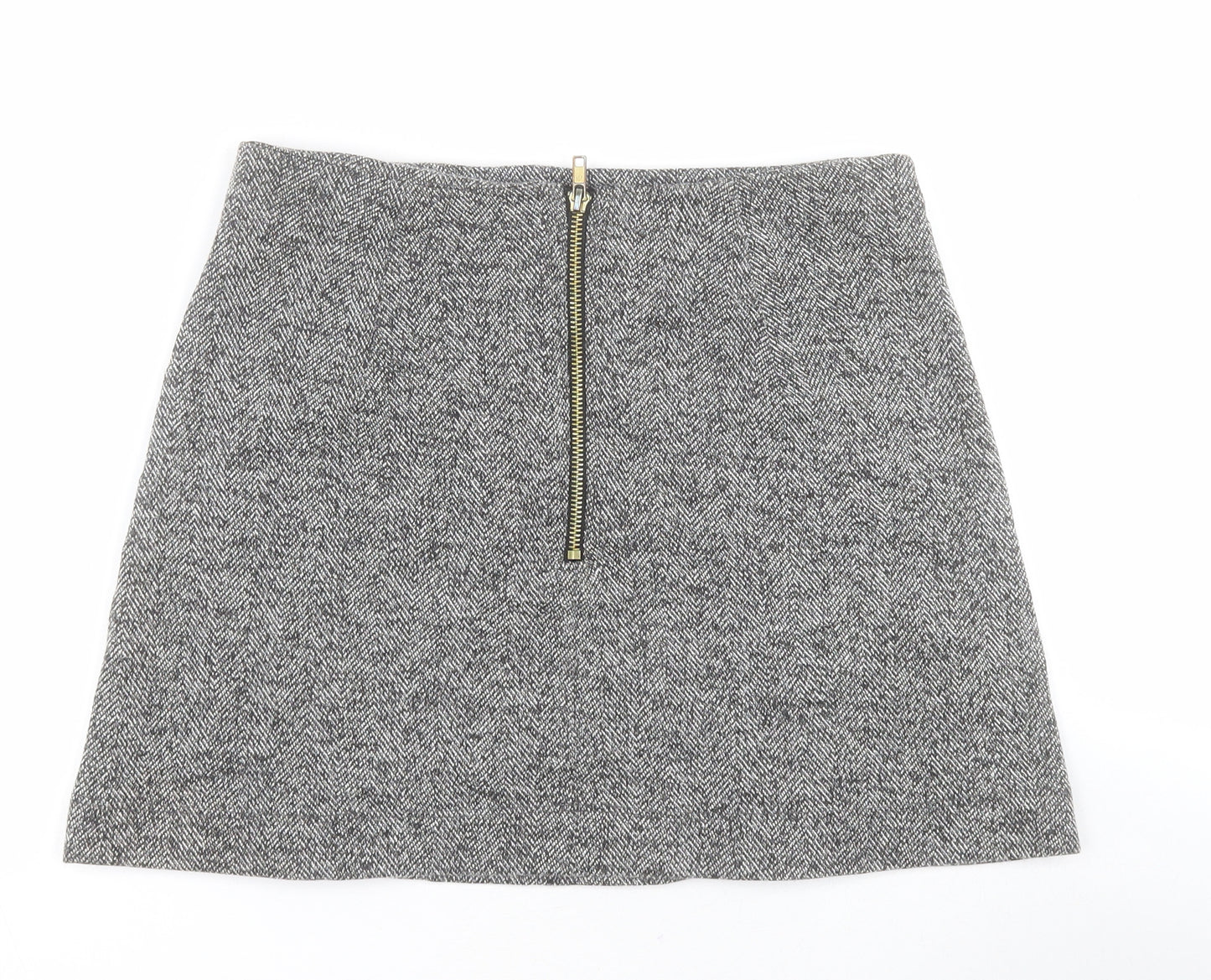 Topshop Womens Black  Cotton Mini Skirt Size 8   Zip
