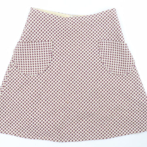 Emanuela Womens Red Geometric Wool A-Line Set Size 12   Zip