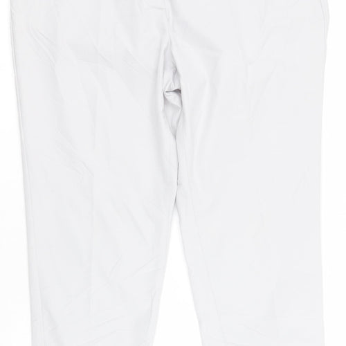 Marks and Spencer Womens Grey  Cotton Cropped Trousers Size 14 L23 in Regular Zip