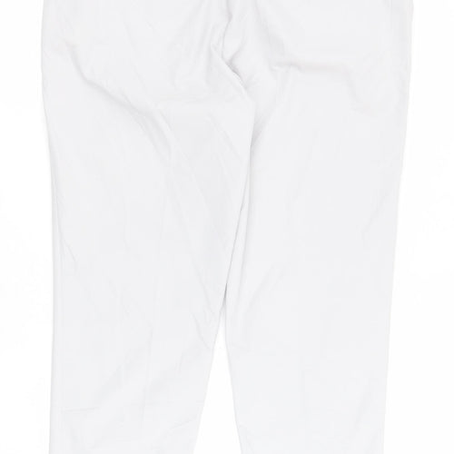 Marks and Spencer Womens Grey  Cotton Cropped Trousers Size 14 L23 in Regular Zip