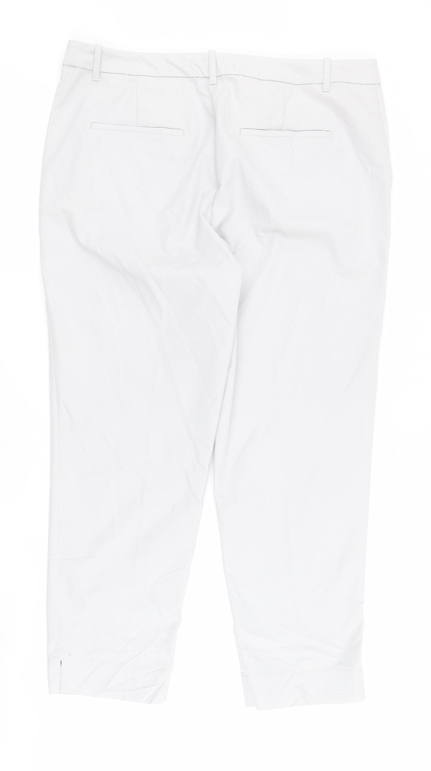 Marks and Spencer Womens Grey  Cotton Cropped Trousers Size 14 L23 in Regular Zip