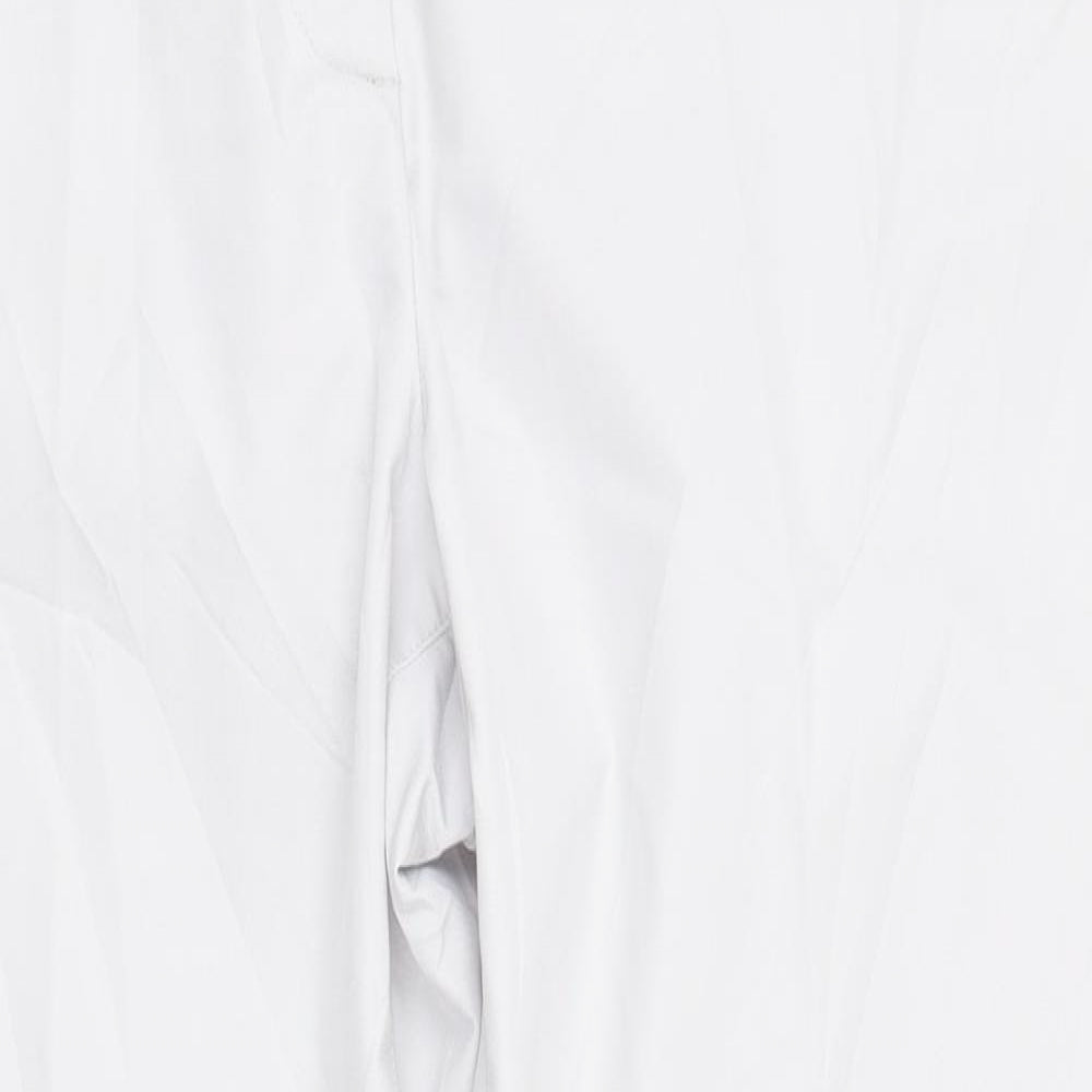 Marks and Spencer Womens Grey  Cotton Cropped Trousers Size 14 L23 in Regular Zip