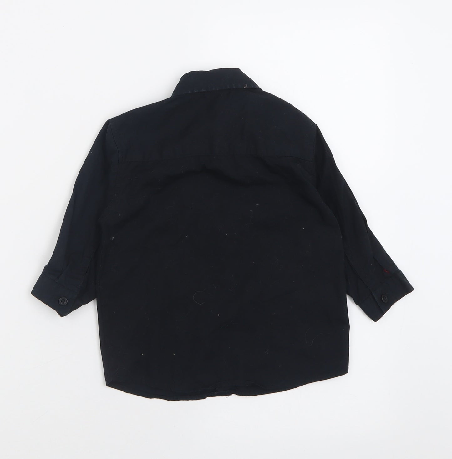New Facts Mini Boys Black  Cotton Basic Button-Up Size 12-18 Months Collared Button