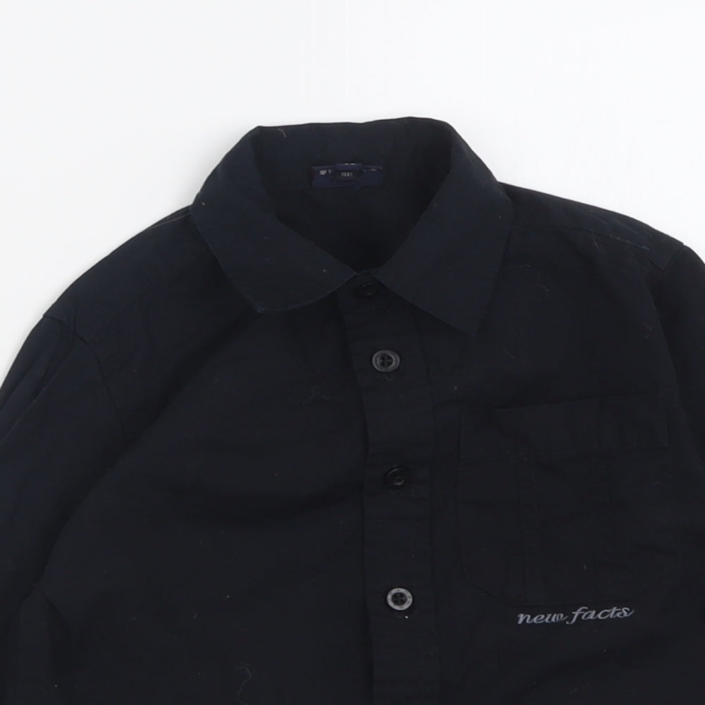 New Facts Mini Boys Black  Cotton Basic Button-Up Size 12-18 Months Collared Button