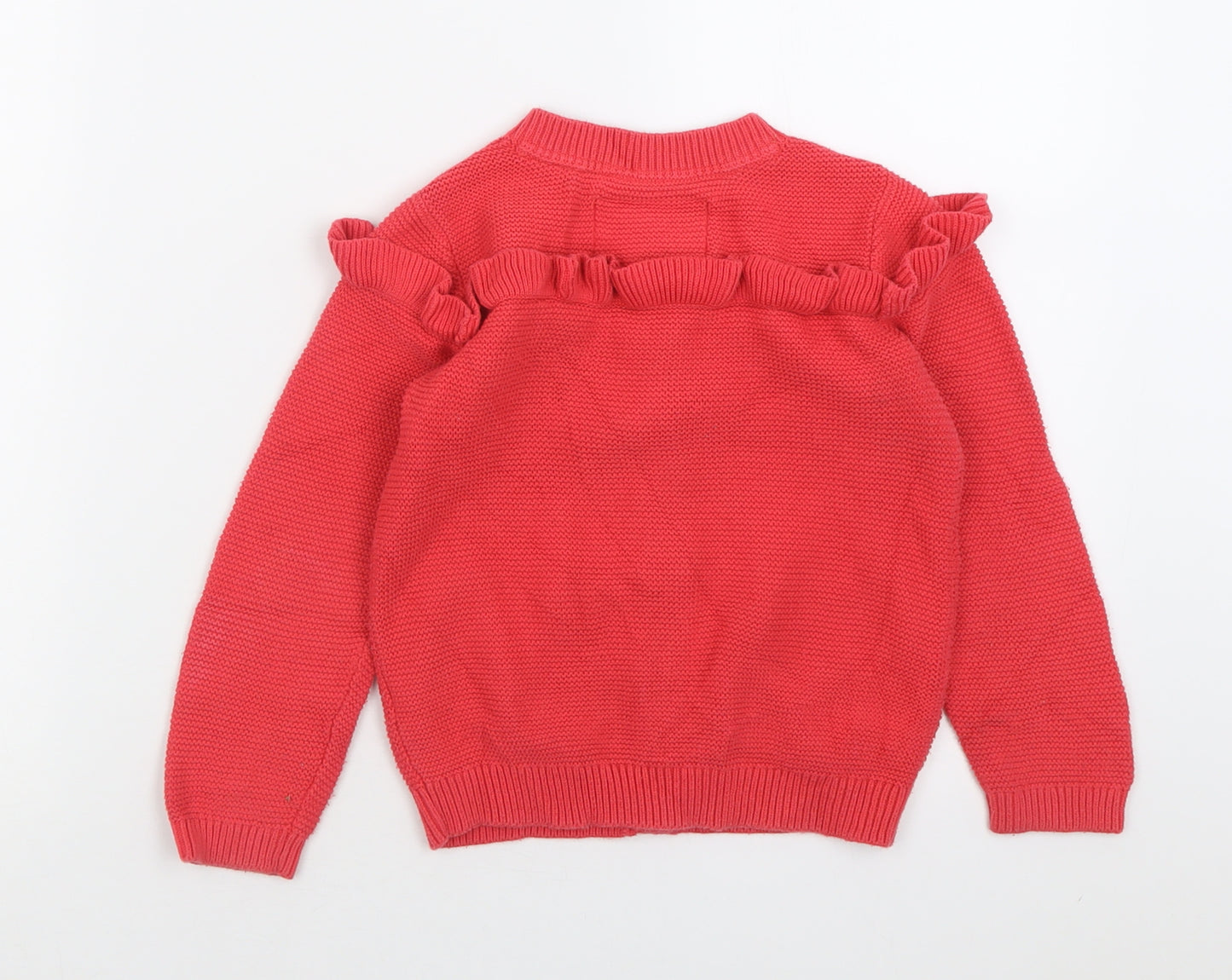 TU Girls Pink Crew Neck  Cotton Cardigan Jumper Size 3-4 Years  Button - Lion