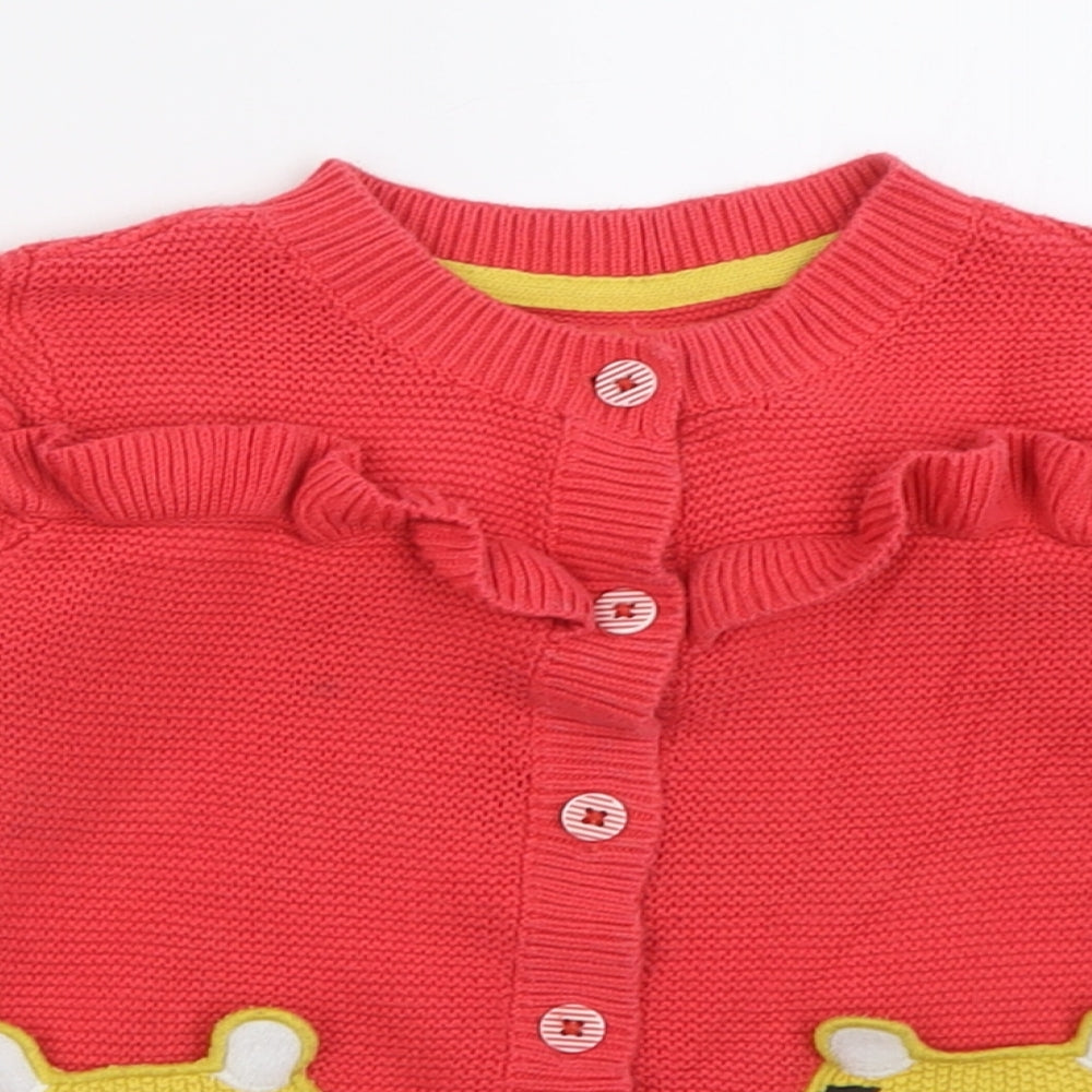 TU Girls Pink Crew Neck  Cotton Cardigan Jumper Size 3-4 Years  Button - Lion