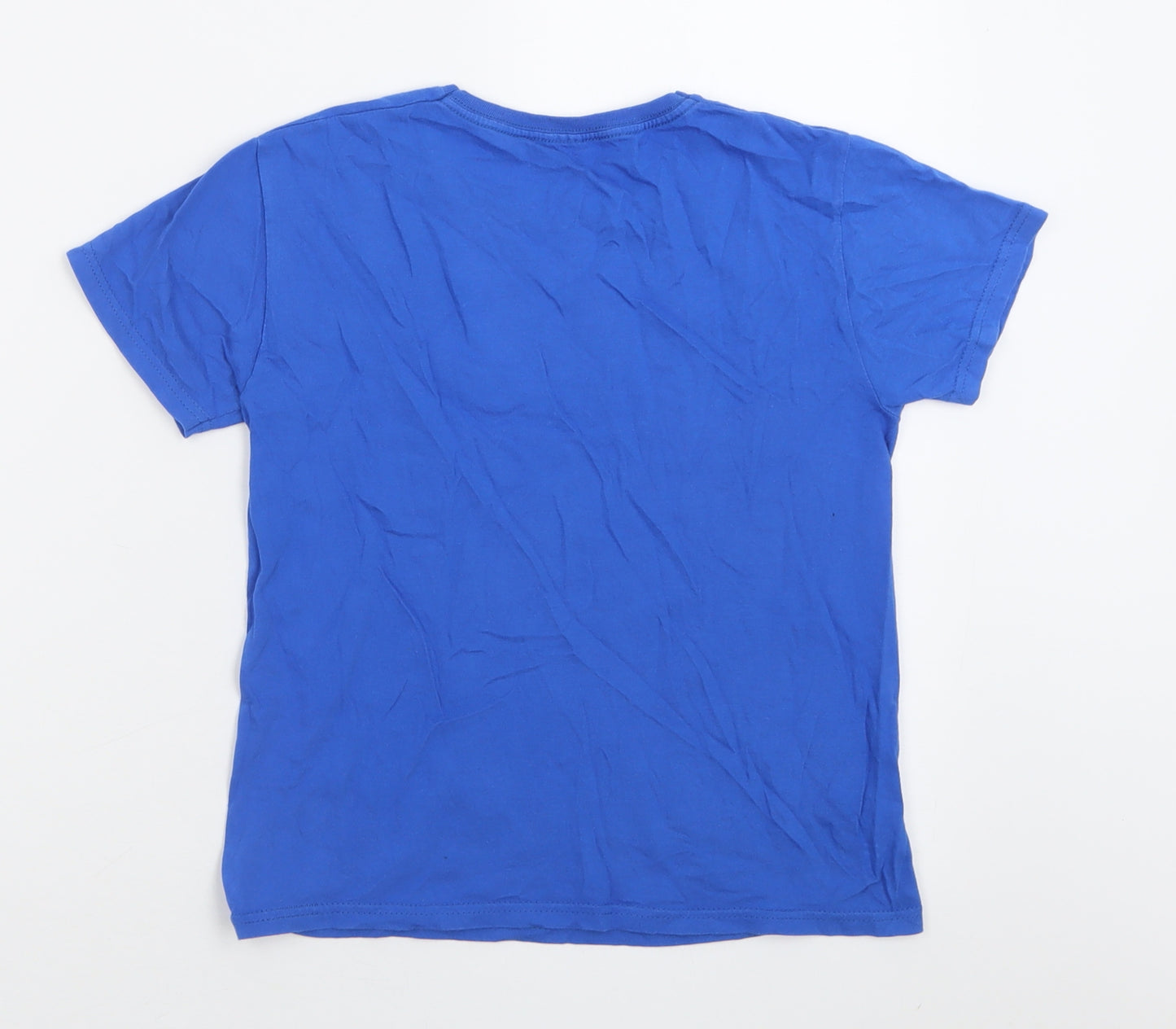 Preworn Boys Blue  Cotton Basic T-Shirt Size 8-9 Years Crew Neck Pullover