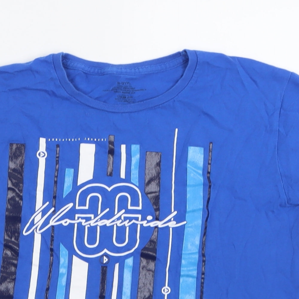 Preworn Boys Blue  Cotton Basic T-Shirt Size 8-9 Years Crew Neck Pullover