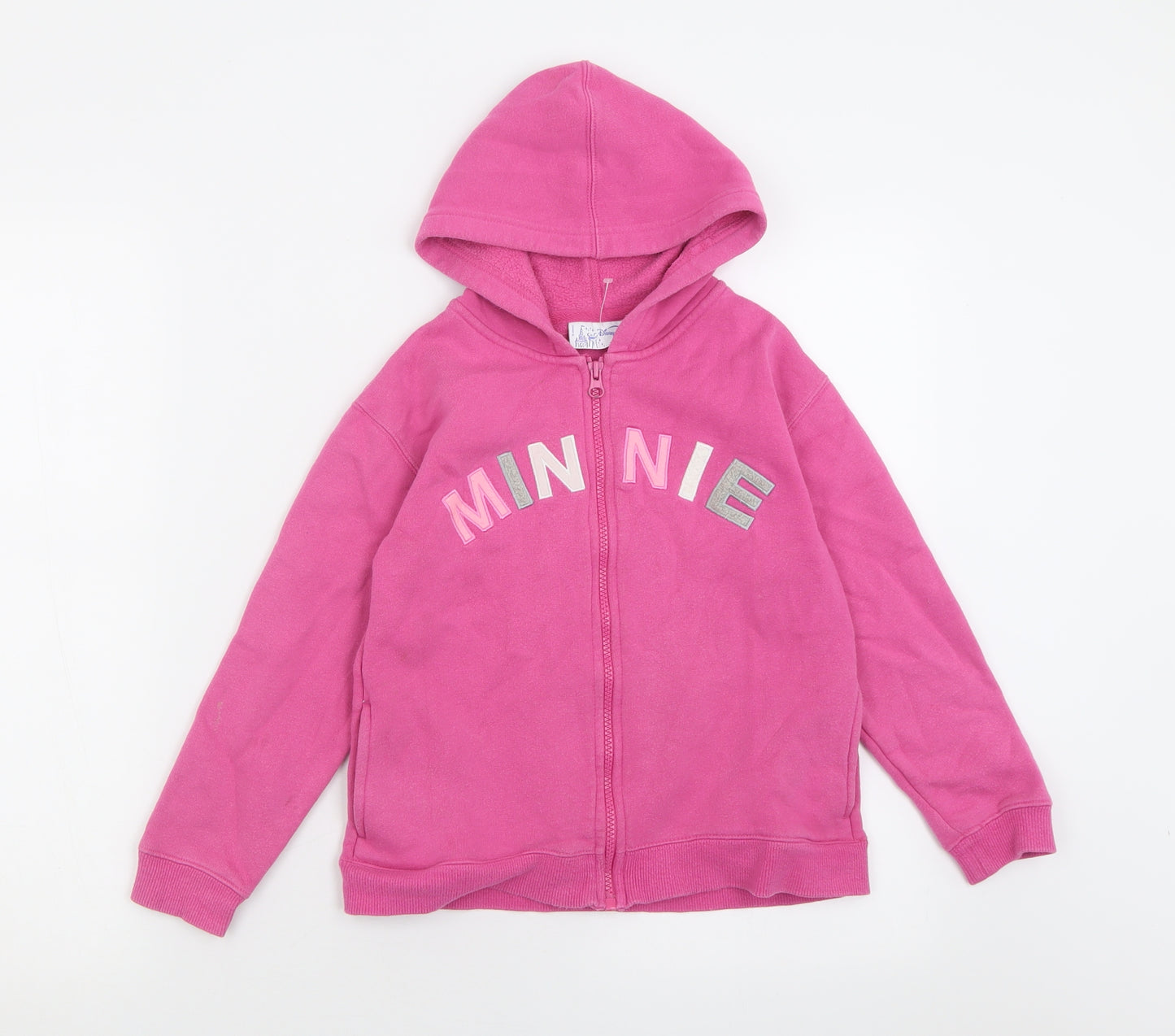 Disney Girls Pink  Cotton Full Zip Hoodie Size 8 Years  Zip - Minnie Mouse