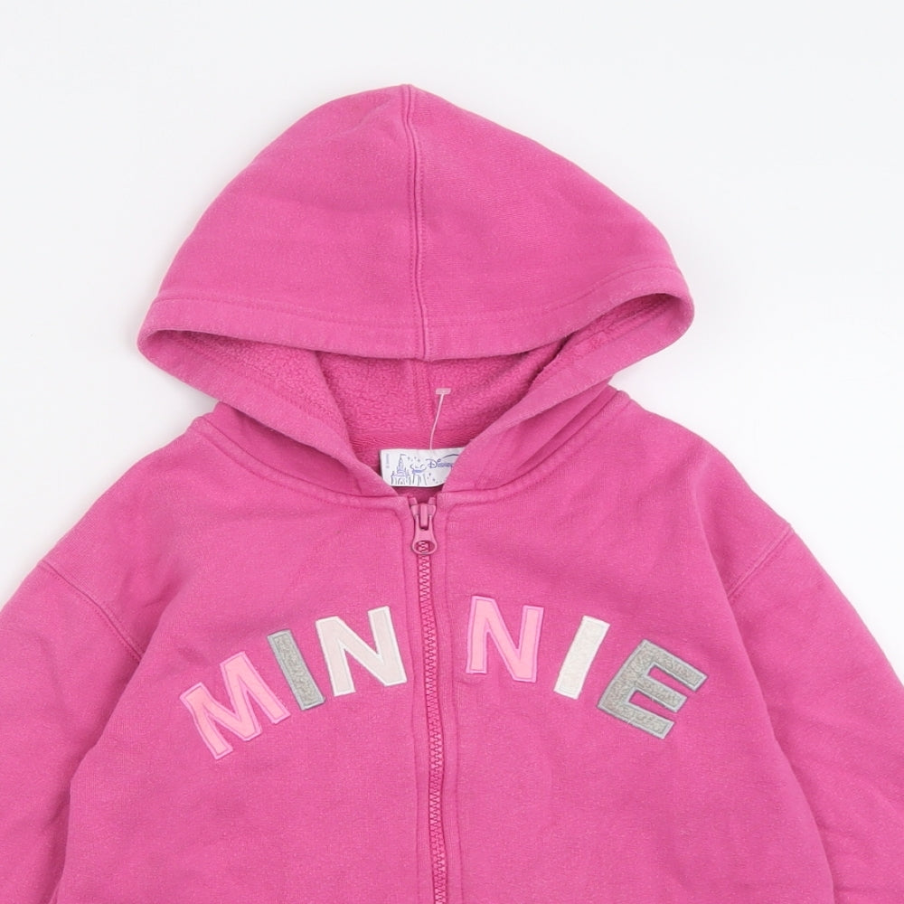 Disney Girls Pink  Cotton Full Zip Hoodie Size 8 Years  Zip - Minnie Mouse