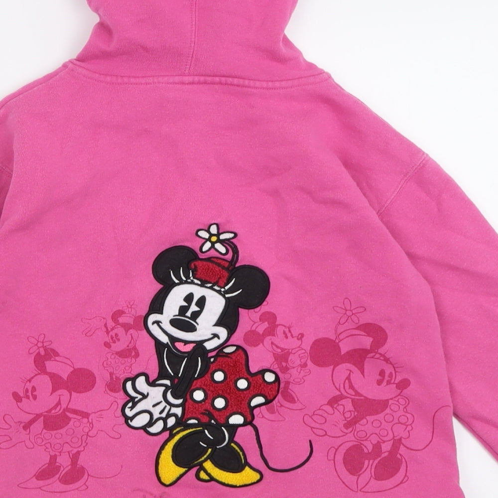 Disney Girls Pink  Cotton Full Zip Hoodie Size 8 Years  Zip - Minnie Mouse