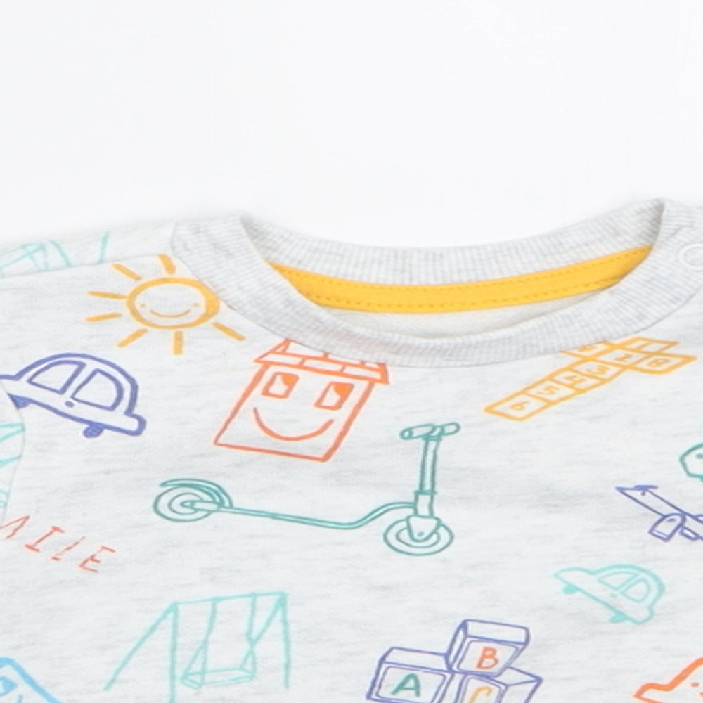 Primark Boys Grey Geometric Cotton Basic Casual Size 0-3 Months Crew Neck Pullover