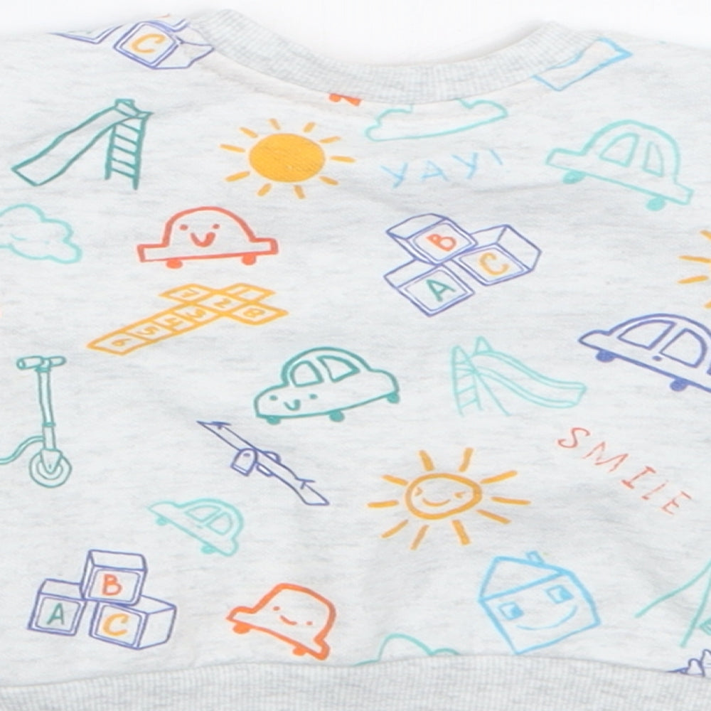 Primark Boys Grey Geometric Cotton Basic Casual Size 0-3 Months Crew Neck Pullover