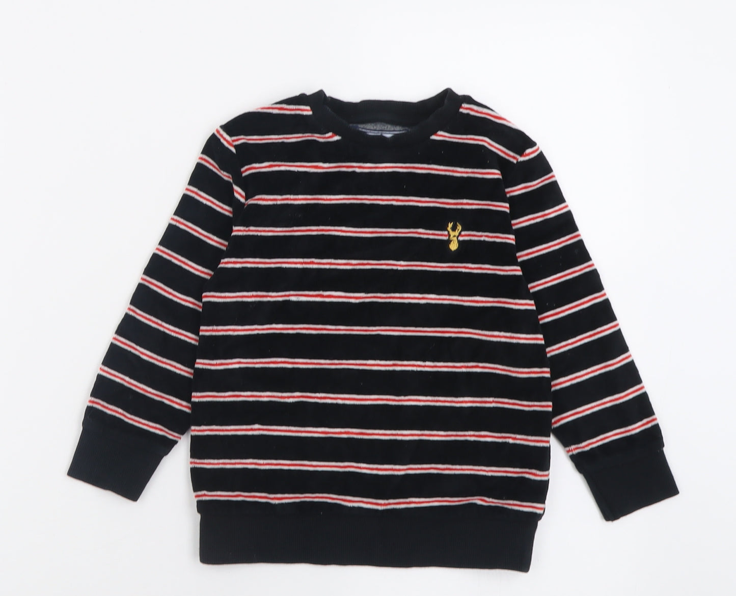 NEXT Boys Black Striped Cotton Pullover Sweatshirt Size 3-4 Years  Pullover