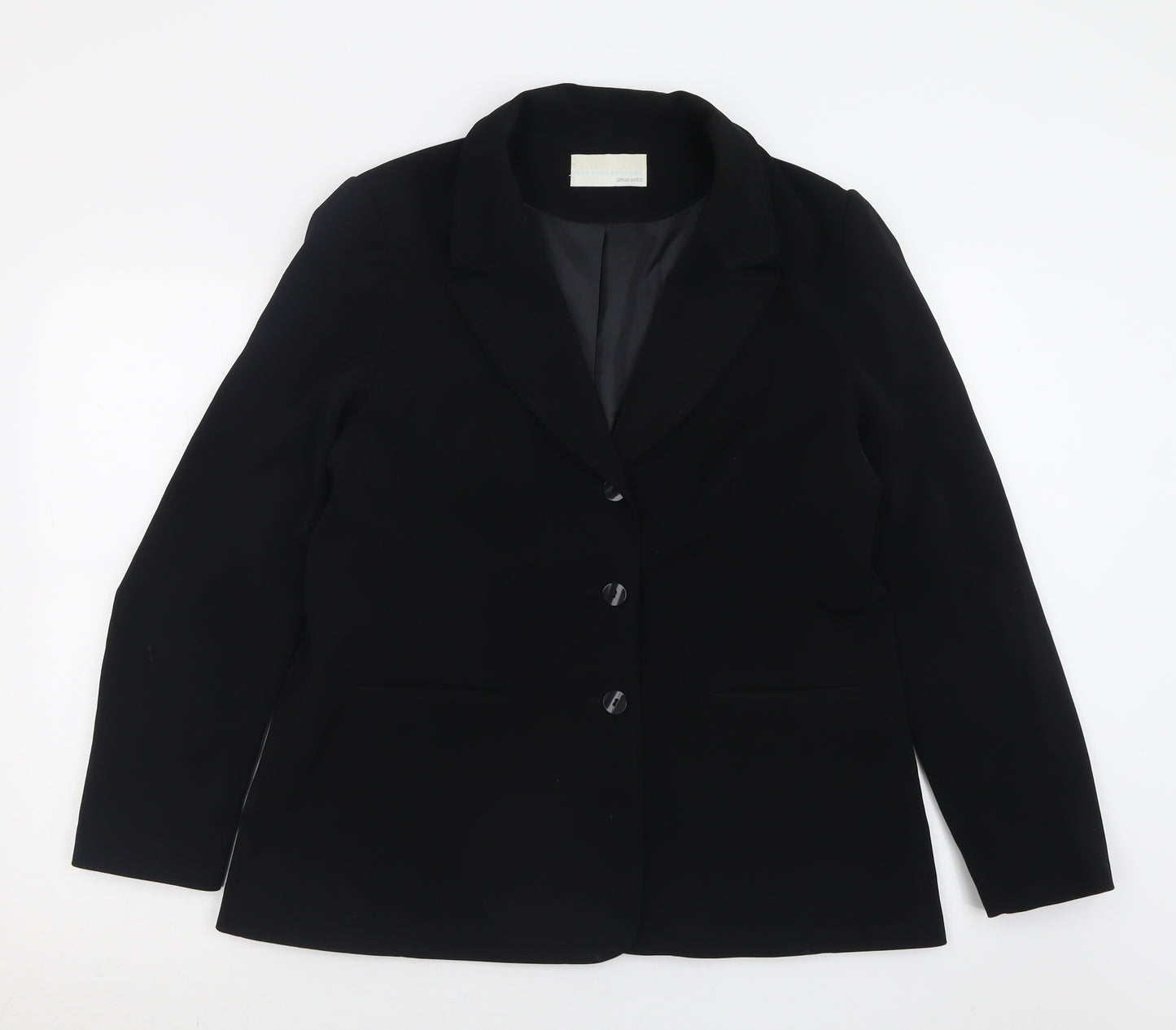 AMARANTO Womens Black   Jacket Blazer Size 16  Button