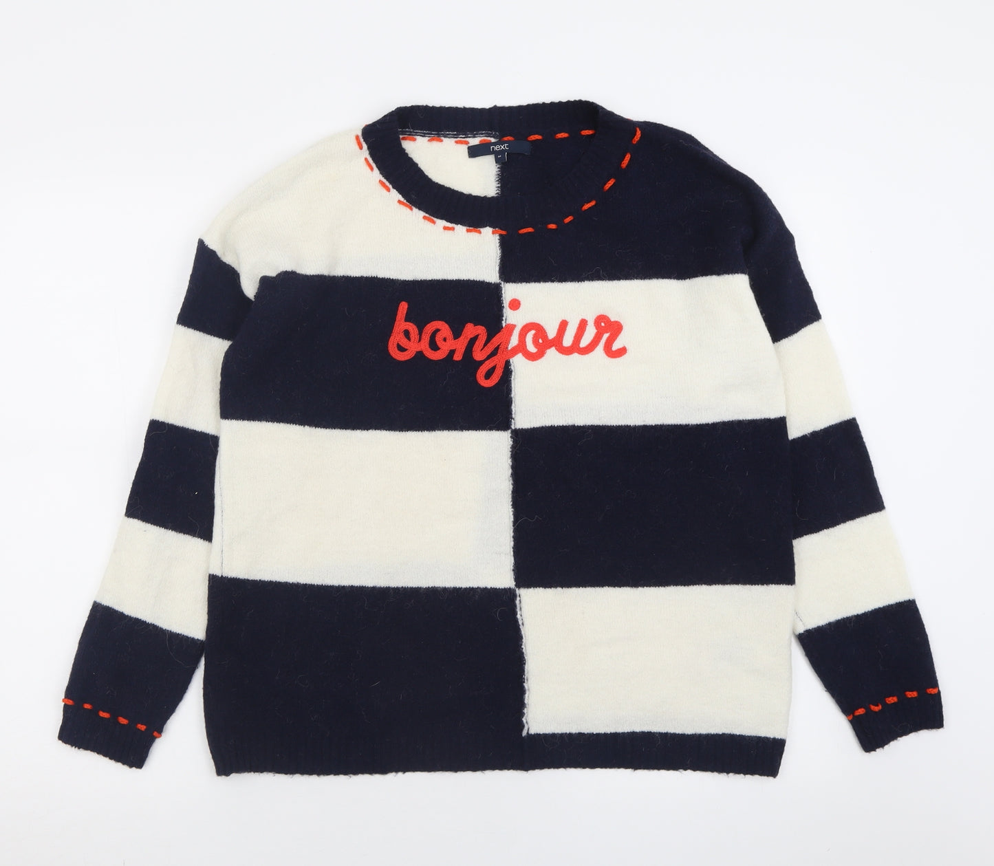 NEXT Mens Blue Crew Neck Geometric Acrylic Pullover Jumper Size M   - Bonjour