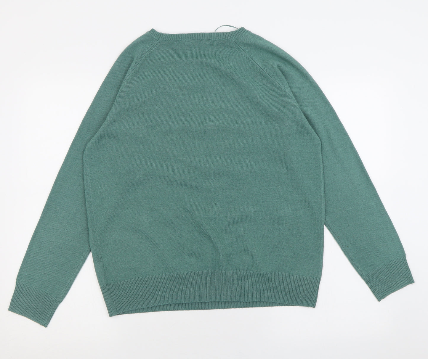 Marks and Spencer Womens Green Crew Neck  Acrylic Pullover Jumper Size 14