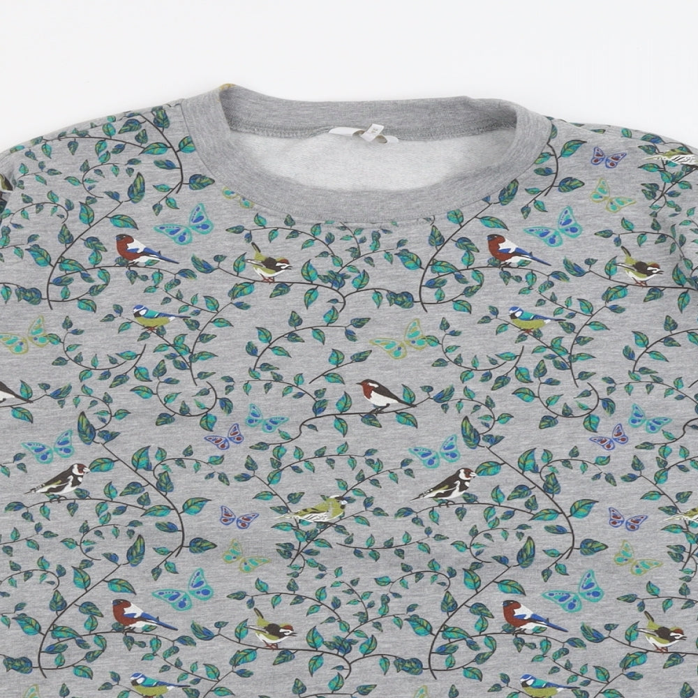 Cotton Traders Womens Grey Geometric Cotton Pullover Sweatshirt Size 16  Pullover - Birds