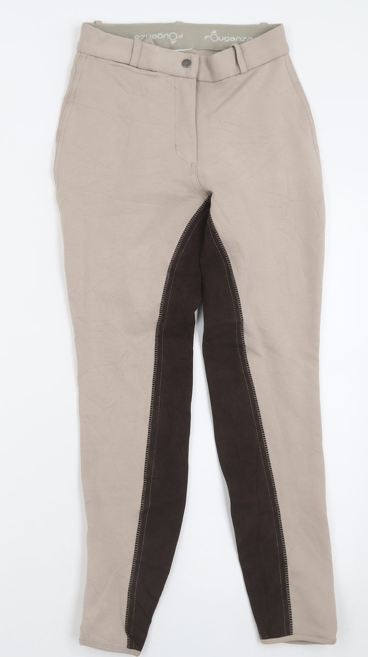 FOUGANZA Womens Beige Polyester Capri Trousers Size 28 in L27 in Regular Button - Jodhpurs