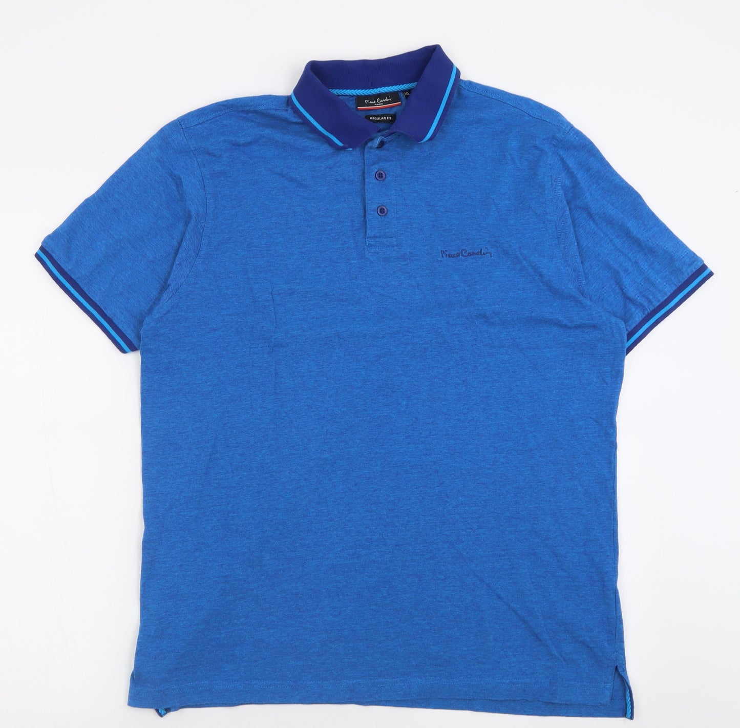 Piere Candin Mens Blue  Cotton  Polo Size XL Collared Button