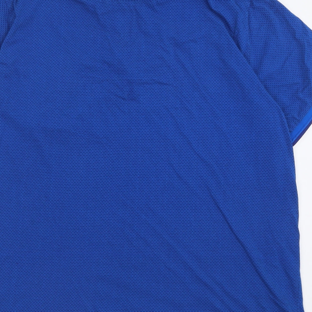 Centered Mens Blue Geometric Cotton  Polo Size XL Collared Button