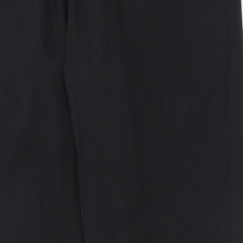 Burton Mens Black Striped Wool Trousers  Size 34 L31 in Regular Button