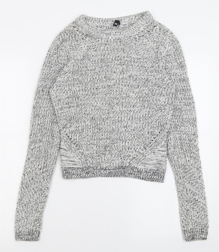 H&M Womens Grey Crew Neck Cotton Pullover Jumper Size XS